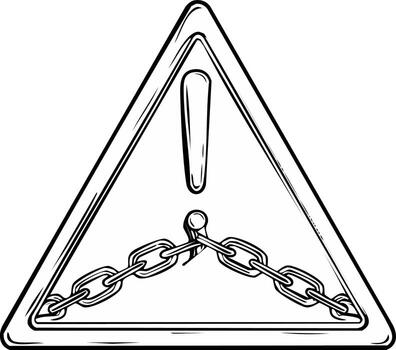Broken Chain Warning Sign Illustration - Triangle, Exclamation Mark, Security Threat and Risk Graphic vector