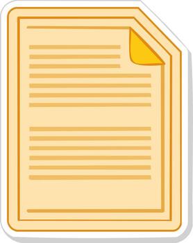Stylized Document Sticker with Bent Corner and Lines Representing Text on Tan Paper With Bordered Frame vector