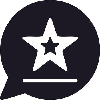 Star inside speech bubble icon for rating feedback or message notification vector