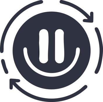 pausa icono en un circulo con flechas, concepto de reiniciando o repitiendo, aislado ilustración vector