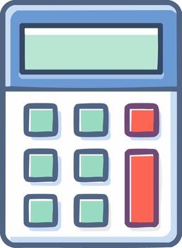 Simple Calculator Illustration with Buttons and Display Screen for Arithmetic vector