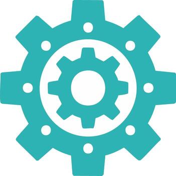 Interlocking Gears in Teal Representing Engineering Systems and Innovation Processes vector