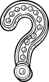 Stylized question mark with circles and lines in black and white art style vector