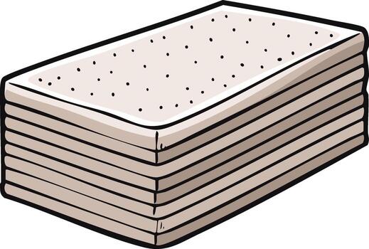 Stack of delicious plain rectangular crackers with small holes food illustration vector