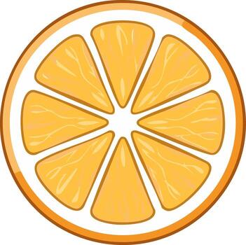 Isolated orange fruit slice with segmented juicy pulp vector