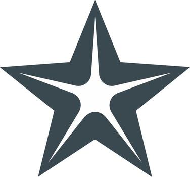 Stylized five pointed star icon with a modern starburst design in negative space graphic vector