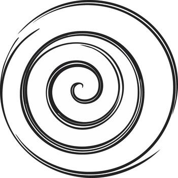 Artistic black spiral pattern illustration with hand-drawn concentric lines and a smooth swirl vector