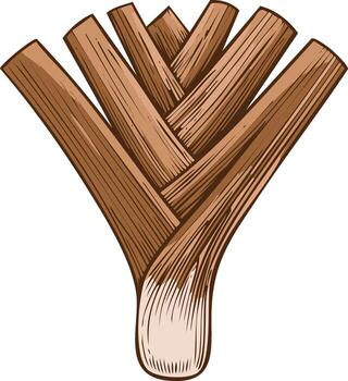 ilustración de un resumen marrón tejido objeto con un texturizado, arte lineal estilo vector