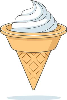 Simple illustration of a vanilla soft serve ice cream cone vector