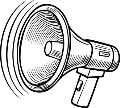 Hand drawn loudspeaker illustration shouting and broadcasting information in sketch style, marketing or announcing ideas design vector