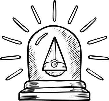 Emergency Warning Light Sketch with Rays Symbolizing Alert, Danger, or Notification vector