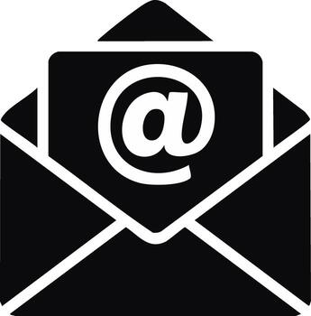 Email Envelope with At Sign Inside for Electronic Messaging and Communication vector
