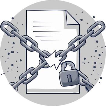 documento encadenado con un roto cerrar con llave. símbolo de datos proteccion, seguridad, información. vector