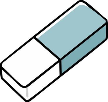 Simple illustration of a two-tone eraser, a tool for removing pencil marks vector