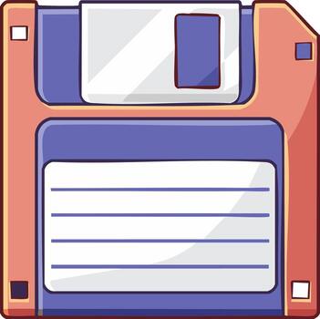 Vivid illustration of a retro floppy disk symbolizing obsolete data storage vector