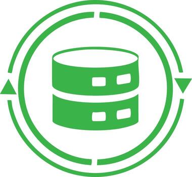 verde datos sincronización icono con base de datos servidor apilar y actualizar flechas vector