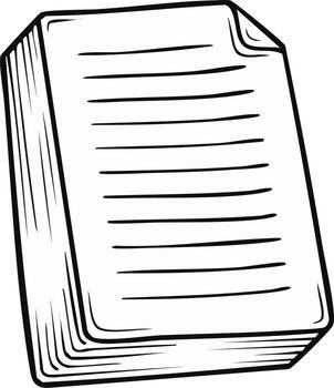 dibujado a mano apilar de forrado papel hojas con un convertido esquina vector