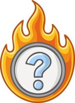 Burning Question Mark Icon with Flames Symbolizing an Urgent Problem or Challenge vector