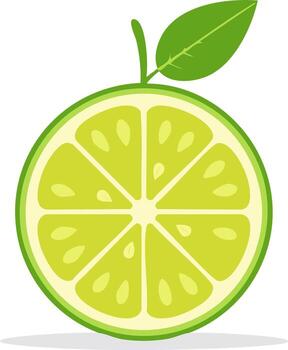 Vibrant Lime Slice Illustration with Leaf, Citrus Fruit Graphic, Refreshing Design Element vector