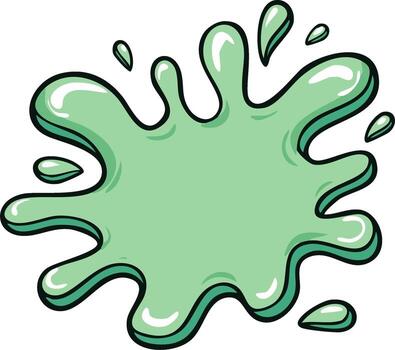 Green Goo Splatter Abstract Blob Shape with Droplets and Highlights vector