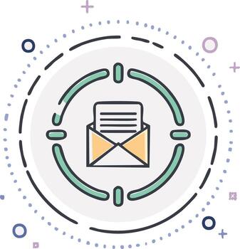 Mail icon with target symbol illustration for digital communications vector