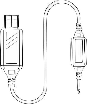 Digital Audio Converter Connector Cord Cable Outline White Background Audio Input Output Connectivity vector