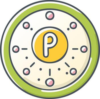 P letter in central network hub icon illustration for data connection or privacy vector
