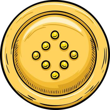 Yellow golden ornate button with eight round studs in a symmetrical pattern vector