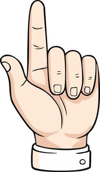 Hand Pointing Upward with Index Finger Extended Cartoon Style vector