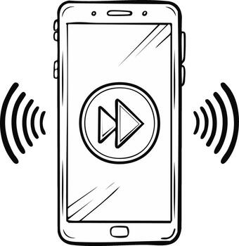 teléfono inteligente con adelante botón símbolo. dibujos animados estilo concepto vector