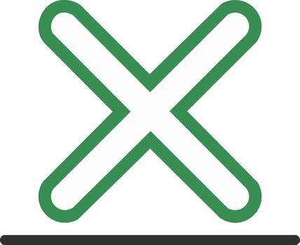 Green X Mark over Dark Gray Line Decision Making, Selection, and Choices Concept vector