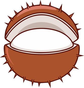 dibujos animados ilustración de un vacío abierto marrón cáscara con agudo Picos vector