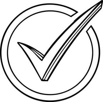 Hand Drawn Check Mark Inside Circle Symbol for Approval and Success vector
