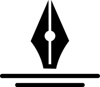 Minimalist black fountain pen nib icon with lines symbolizing writing and creative expression vector