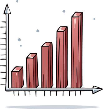 ilustrado mano dibujado bar grafico demostración creciente columnas para negocio crecimiento, éxito, y financiero análisis vector
