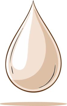 Close Up of a Single Creamy Beige Drop with Dark Outline on a White Background vector