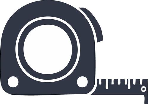 Dark gray tape measure icon for construction, home improvement, and precise measurement tasks vector