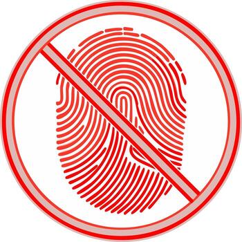 huella dactilar restricción símbolo rojo color identidad verificación seguridad concepto vector