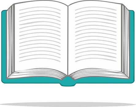 Open Book Illustration with Lined Pages and Teal Cover for Reading, Learning, and Education Projects vector