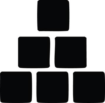 seis negro redondeado cuadrícula arreglado en un geométrico pirámide modelo creando un resumen minimalista diseño vector