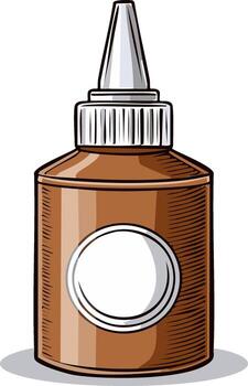 Brown Glue Bottle with White Applicator and Blank Label vector