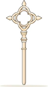 Decorative Celtic Knot Scepter or Wand with Quatrefoil Design and Ornate Handle vector