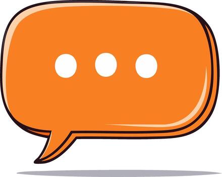 Hand drawn orange speech bubble with ellipsis and drop shadow vector