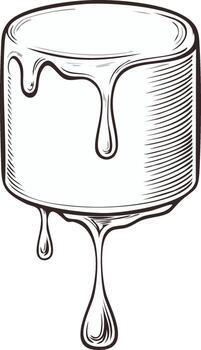 Ink drawing of a paint bucket with dripping effect vector