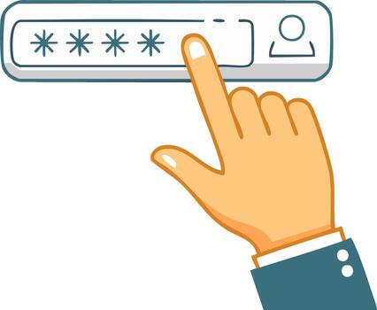 Password Input Hand Typing Enter Access Security Authentication Protection vector