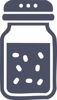 estilizado ilustración de un vaso tarro lleno con pequeño oval objetos y un perforado tapa vector