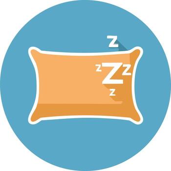 Conceptual Illustration of an Orange Pillow with Letter Z Symbolizing Sleep and Rest on Blue Circle vector
