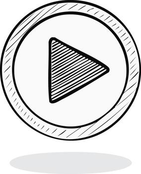 Play Button Icon Sketch - Illustration of Media Sign with Triangle in Circle vector