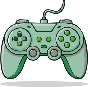 aislado dibujos animados estilo juego controlador con botones, direccional almohadilla, y cable, para juego de azar relacionado contenido vector
