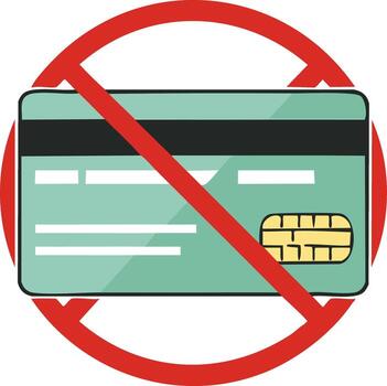 Credit Card Restricted Icon. Payment Methods Not Accepted. Rejected Credit Card vector